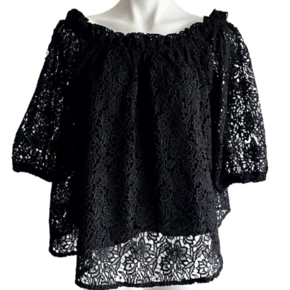 Maeve Anthropologie Lace Blouse Black XS Romantic Evening Boho Top - Picture 4 of 12